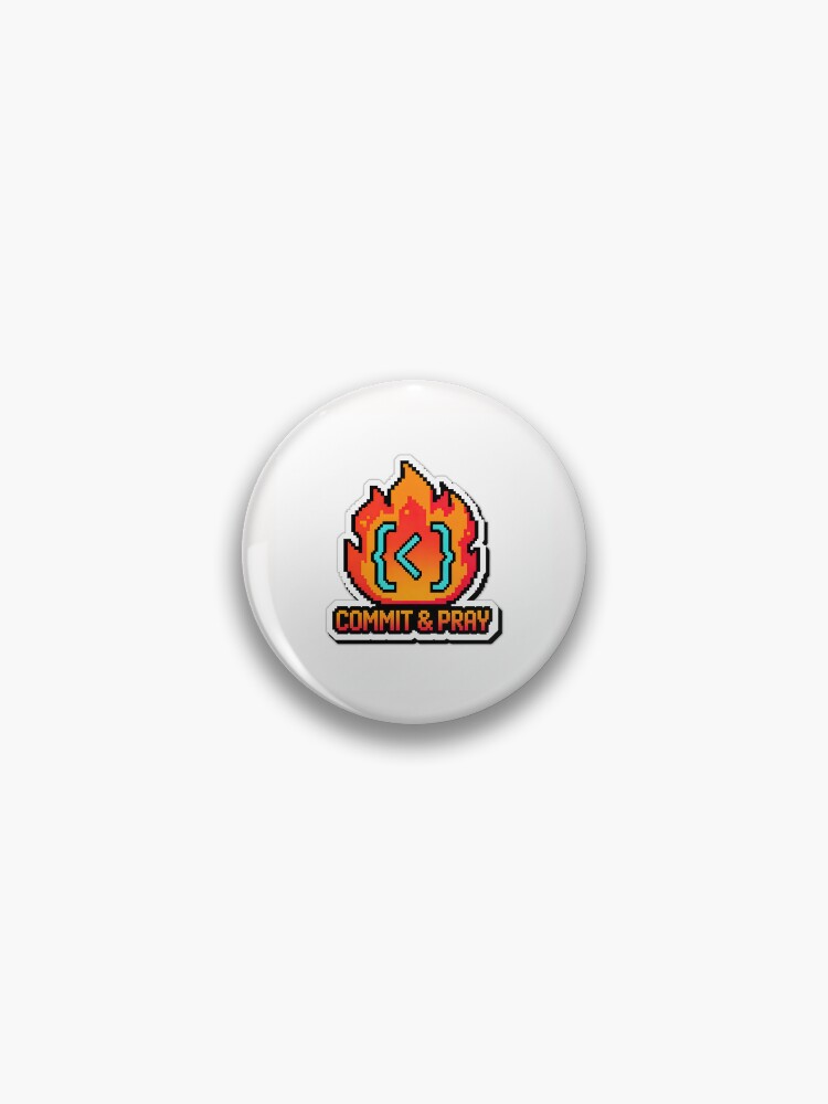 Thumbnail 1 of 3, Pin, Git Commit Code On Fire Programmer Burnout Sticker designed and sold by yanejoy.