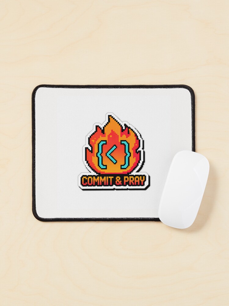 Thumbnail 1 of 5, Mouse Pad, Git Commit Code On Fire Programmer Burnout Sticker designed and sold by yanejoy.