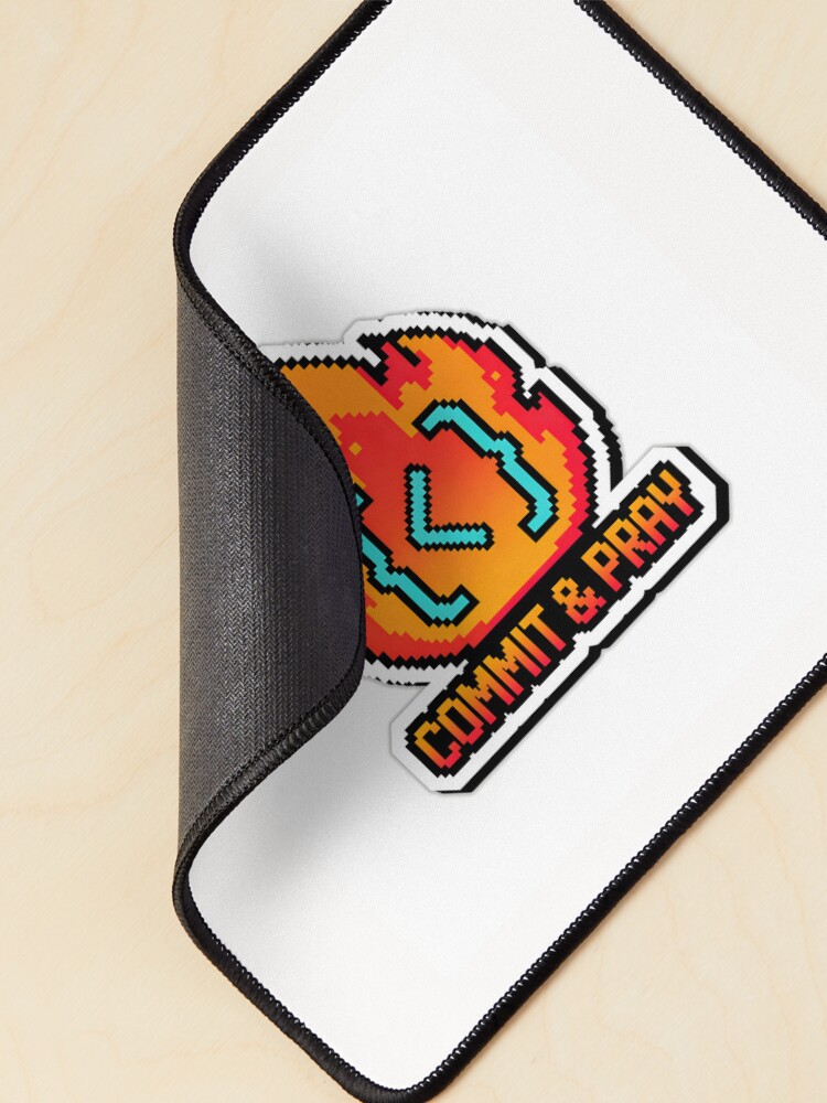 Thumbnail 2 of 5, Mouse Pad, Git Commit Code On Fire Programmer Burnout Sticker designed and sold by yanejoy.