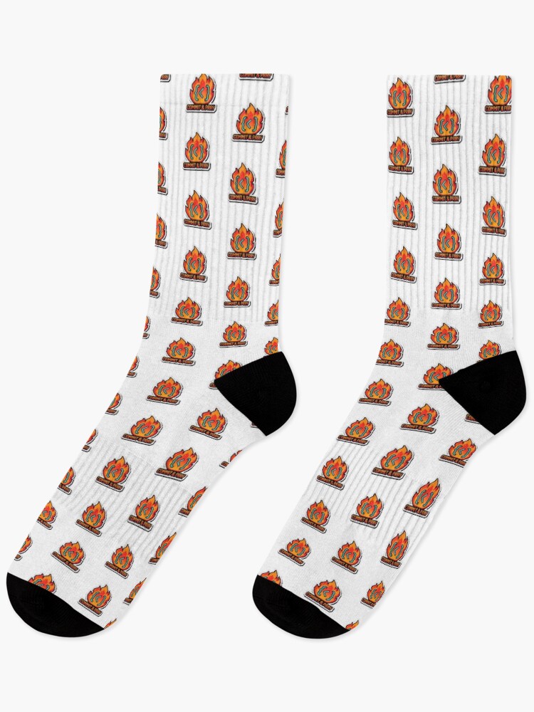 Thumbnail 1 of 5, Socks, Git Commit Code On Fire Programmer Burnout Sticker designed and sold by yanejoy.