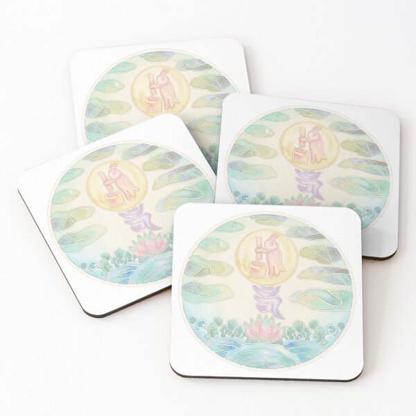 Item preview, Korean Traditional Pastel Lotus Circle Watercolor Pattern designed and sold by Yiruda-Art.