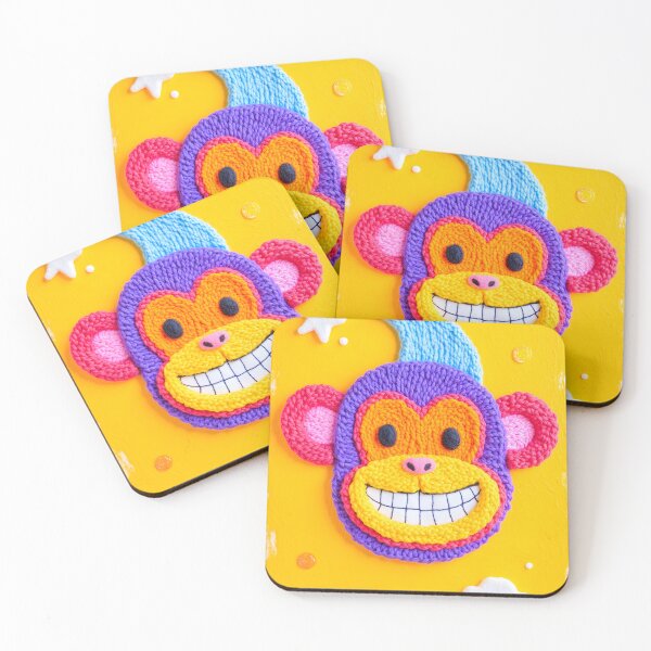 Item preview, Cute Knitted Purple Monkey Cartoon 1 designed and sold by canvahub.