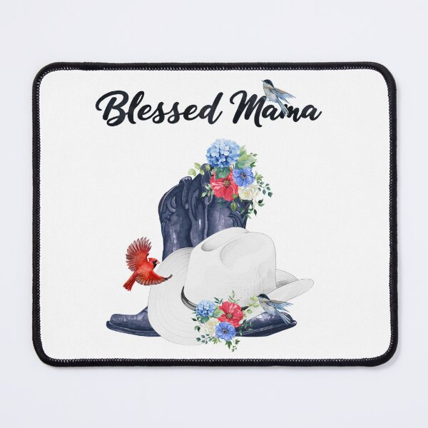 Item preview, Blessed Mama with Cowboy Boots & Hat & Red, White & Blue Floral Bouquet & Birds designed and sold by jeweleddesigns.