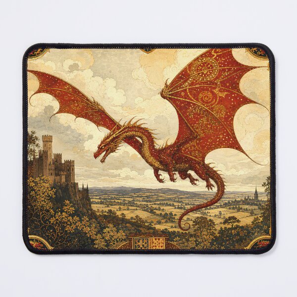 Item preview, The Red Dragon of the Royal Bestiary | Medieval Dragon Art designed and sold by Stoneflower-Art.