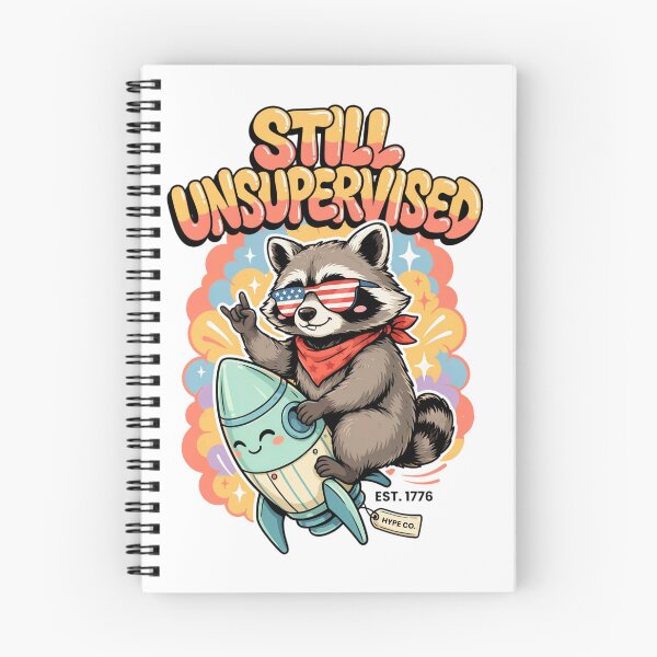 Item preview, Still Unsupervised Cute Kawaii Raccoon Rocket Patriotic Tee v5  designed and sold by DarylWelsh2024.
