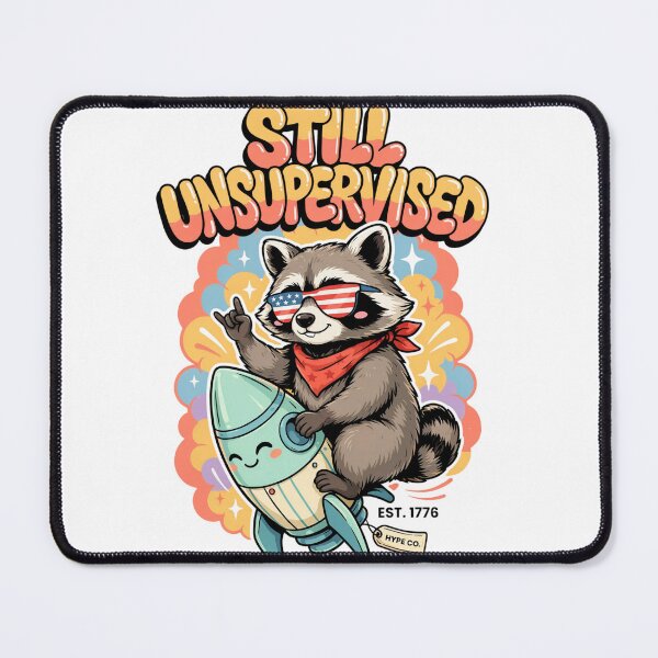 Item preview, Still Unsupervised Cute Kawaii Raccoon Rocket Patriotic Tee v5 designed and sold by DarylWelsh2024.