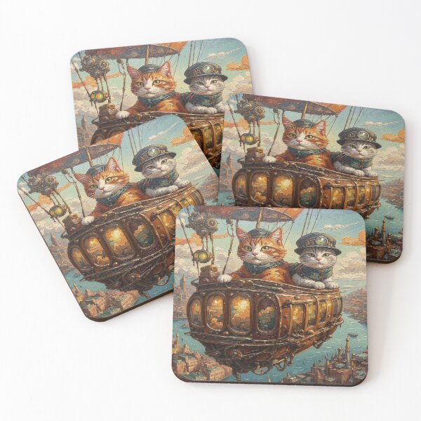 Item preview, Impasto Steampunk Airship Cats designed and sold by FotoworldEdel.