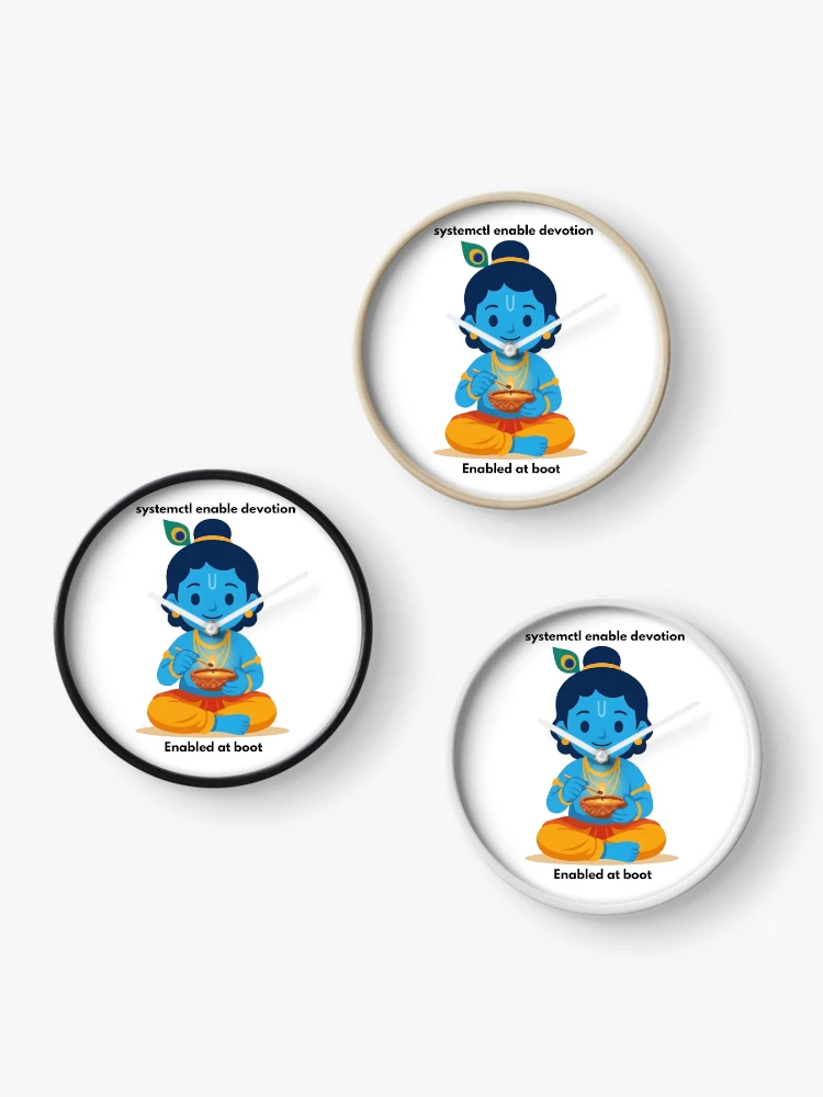 Thumbnail 3 of 4, Clock, systemctl enable devotion | Linux Developer Sticker | Tech Humor designed and sold by BhaktiByte.