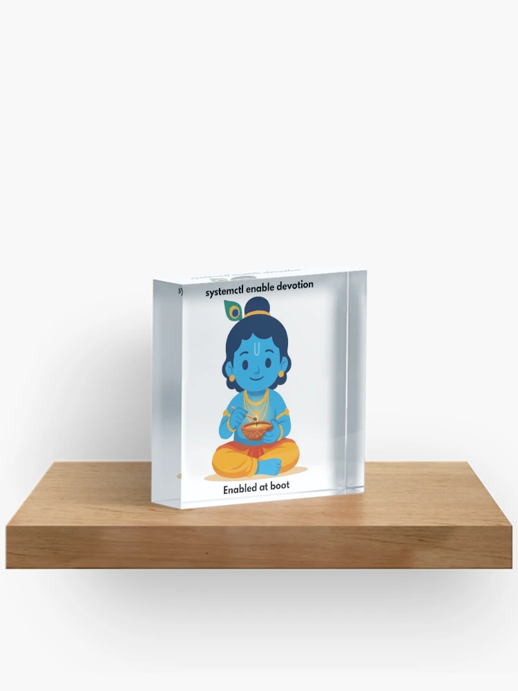 Thumbnail 2 of 5, Acrylic Block, systemctl enable devotion | Linux Developer Sticker | Tech Humor designed and sold by BhaktiByte.