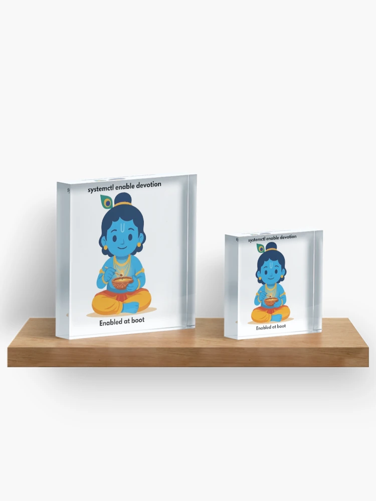 Thumbnail 3 of 5, Acrylic Block, systemctl enable devotion | Linux Developer Sticker | Tech Humor designed and sold by BhaktiByte.