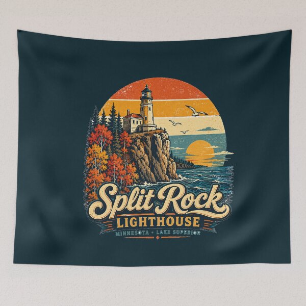 Item preview, Split Rock Lighthouse Minnesota Vintage Travel Shirt | Lake Superior Retro Coastal Adventure Design designed and sold by Globalcitytees.