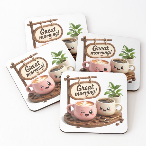 Item preview, Brewed Smiles: A Great Morning Coffee Duo designed and sold by BlissBlvdShop.
