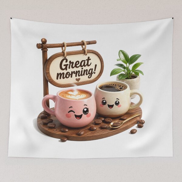 Item preview, Brewed Smiles: A Great Morning Coffee Duo designed and sold by BlissBlvdShop.