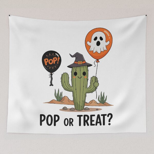 Item preview, Pop or Treat Funny Halloween Cactus Ghost Balloon designed and sold by Amir Faysal.