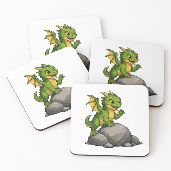 Item preview, Cute Baby Green Dragon on Rock designed and sold by Hatchling Hollow.