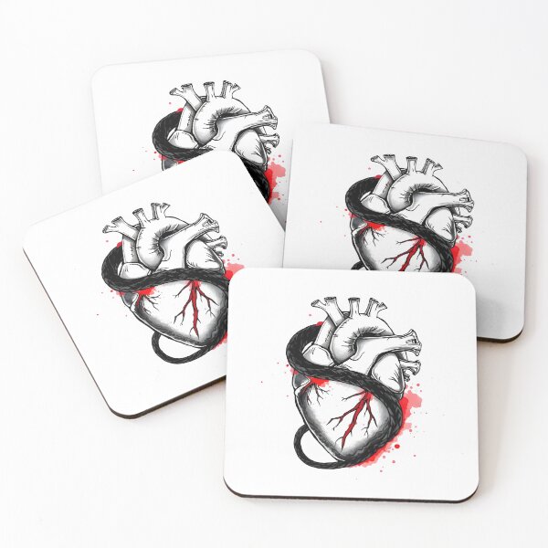 Item preview, Neo-Traditional Tattoo Snake and Human Heart Art designed and sold by 77Clover.