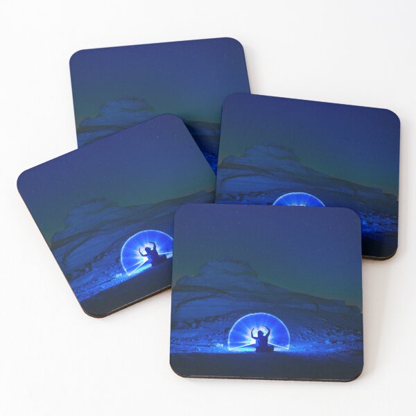 Item preview, Solitary Figure Blue Light Ancient Rock Night designed and sold by Amitphotos.