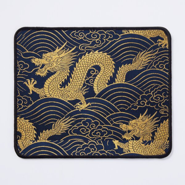 Item preview, Gilded Dragon and Seigaiha Waves Silk Brocade Pattern designed and sold by ArtfulAlchemy1.