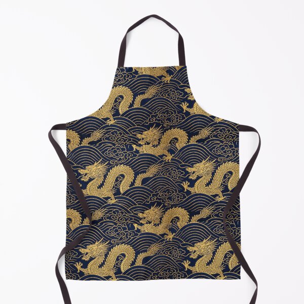 Item preview, Gilded Dragon and Seigaiha Waves Silk Brocade Pattern designed and sold by ArtfulAlchemy1.