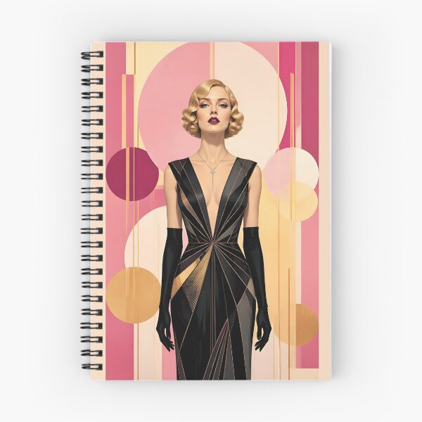 Item preview, 1920s Flapper Woman with blonde hair in Modern Minimalist Art Style with magenta designed and sold by Lucia Amaris Art.