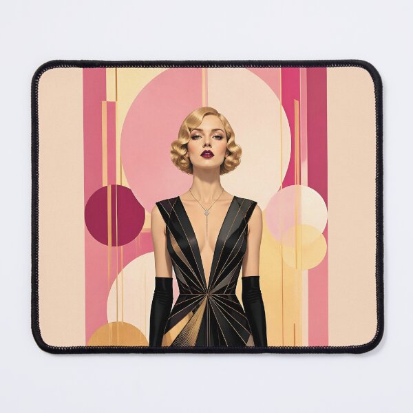 Item preview, 1920s Flapper Woman with blonde hair in Modern Minimalist Art Style with magenta designed and sold by Lucia Amaris Art.