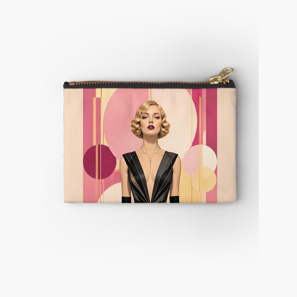 Item preview, 1920s Flapper Woman with blonde hair in Modern Minimalist Art Style with magenta designed and sold by Lucia Amaris Art.