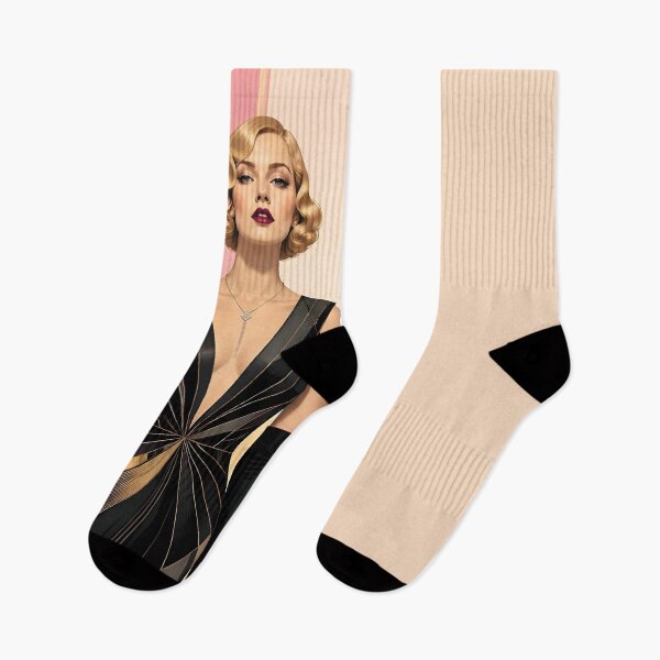 Item preview, 1920s Flapper Woman with blonde hair in Modern Minimalist Art Style with magenta designed and sold by Lucia Amaris Art.