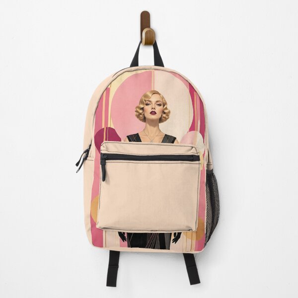 Item preview, 1920s Flapper Woman with blonde hair in Modern Minimalist Art Style with magenta designed and sold by Lucia Amaris Art.