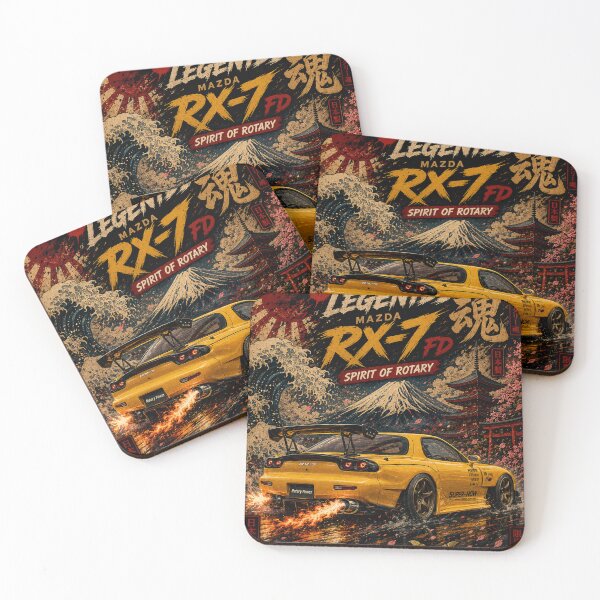 Item preview, JDM Legends Mazda RX-7 FD Rear View – Spirit of Rotary | Japanese Ukiyo-e Drift Art designed and sold by SamuraiJAP.