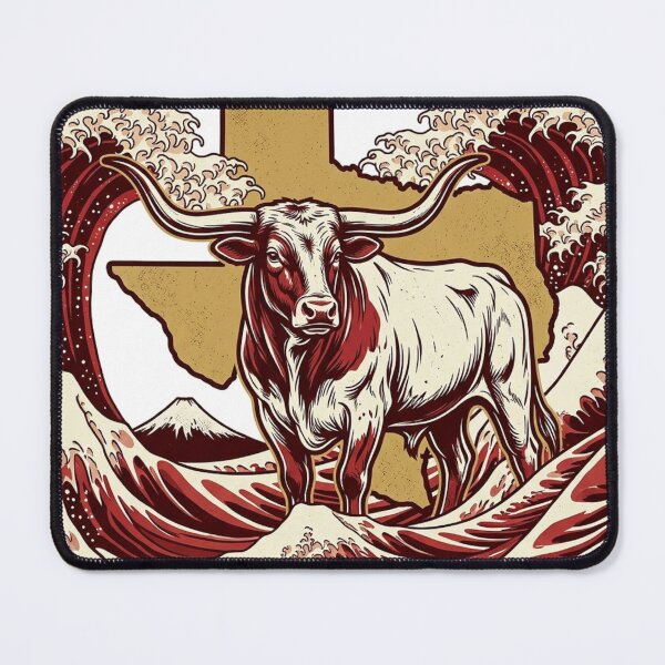 Item preview, Texas is good. Everything is Big. Texas Map meets The Great Wave - Retro Longhorn Pop Art designed and sold by SamuraiJAP.