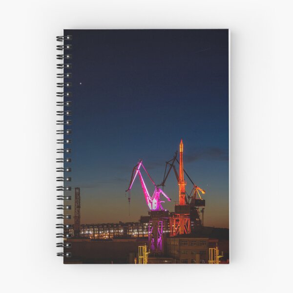 Item preview, Lighting Giants: Illuminated Shipyard Cranes at Night in Pula, Croatia designed and sold by Viv Thompson Photography .