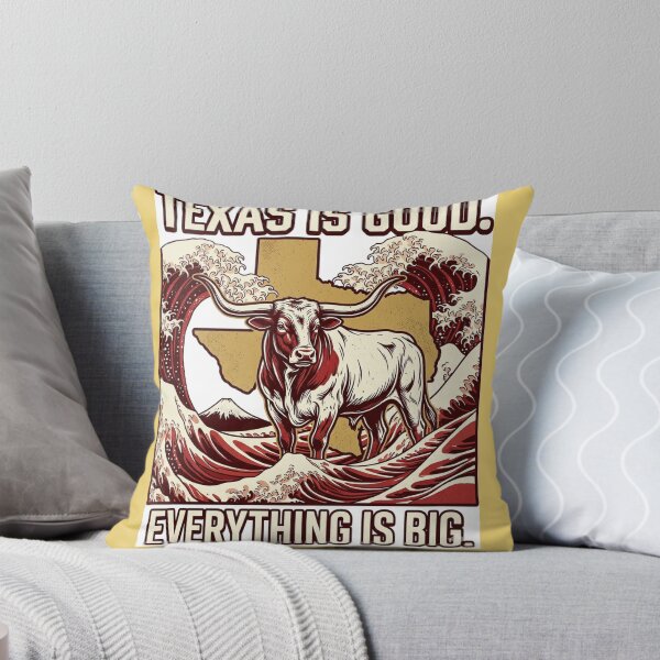 Item preview, Texas is good. Everything is Big. Texas Map meets The Great Wave - Retro Longhorn Pop Art designed and sold by SamuraiJAP.