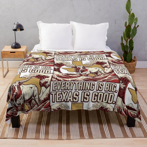 Item preview, Texas is good. Everything is Big. Texas Map meets The Great Wave - Retro Longhorn Pop Art designed and sold by SamuraiJAP.