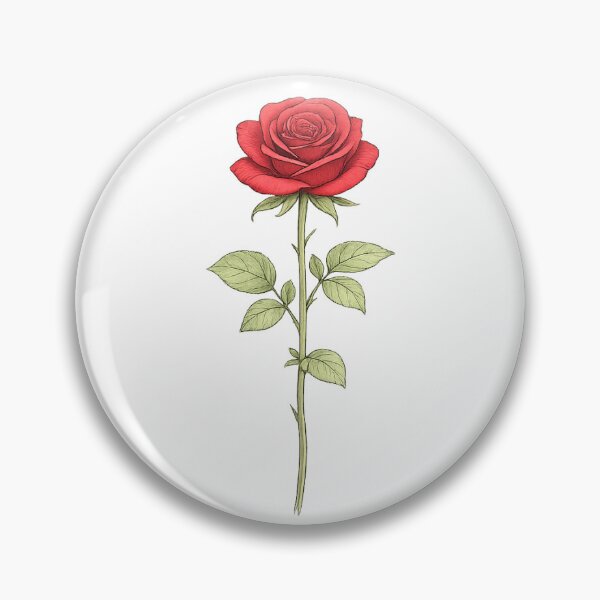 Item preview, Red rose with green leaves designed and sold by Side Quest Co..