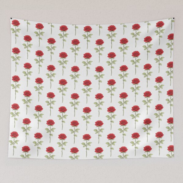 Item preview, Red rose with green leaves designed and sold by Side Quest Co..