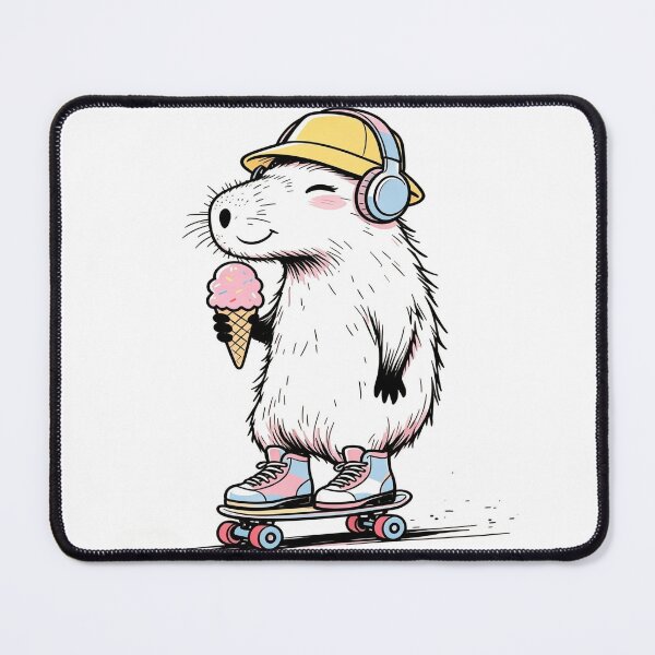 Item preview, Cool Capybara on Skateboard Eating Ice Cream - Cute Pastel Art designed and sold by ZINO WORLD.