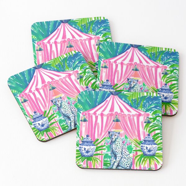 Item preview, Preppy Cheetah in pink stripy cabana designed and sold by SophieClimaArt.
