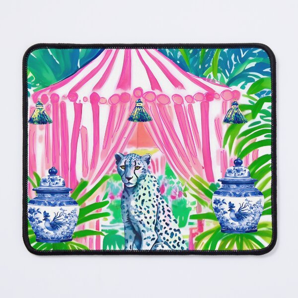 Item preview, Preppy Cheetah in pink stripy cabana designed and sold by SophieClimaArt.