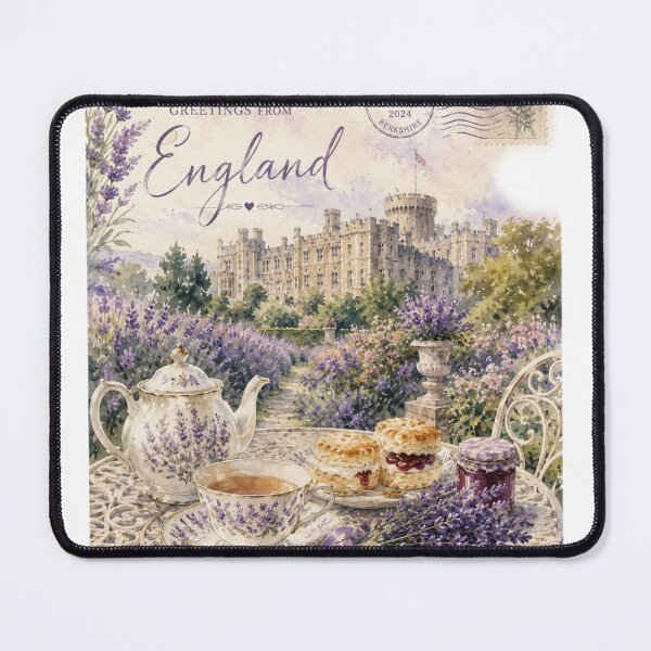 Item preview, Vintage England Lavender Tea at Windsor Castle Watercolor designed and sold by Blueberry-art23.