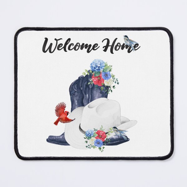 Item preview, Welcome Home with Cowboy Boots & Hat & Red, White & Blue Floral Bouquet & Birds designed and sold by jeweleddesigns.