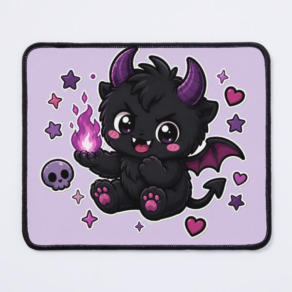 Item preview, Cute Gothic Demon Holding Purple Flame designed and sold by House of Rein.