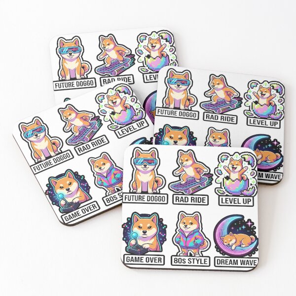 Item preview, Retro Cyber Shiba Sticker Pack - Vintage Neon & Doggo Puns designed and sold by SimpleP.