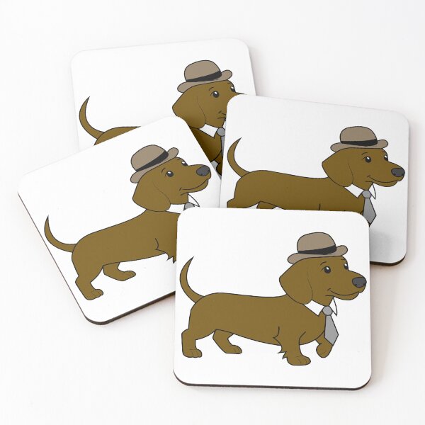Item preview, Cute Dachshund Illustration With a Hat and Tie designed and sold by asterloom.