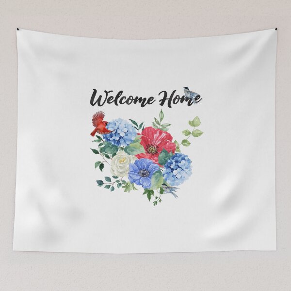 Item preview, Welcome Home with Red, White & Blue Floral Bouquet & Birds designed and sold by JeweledDesigns.