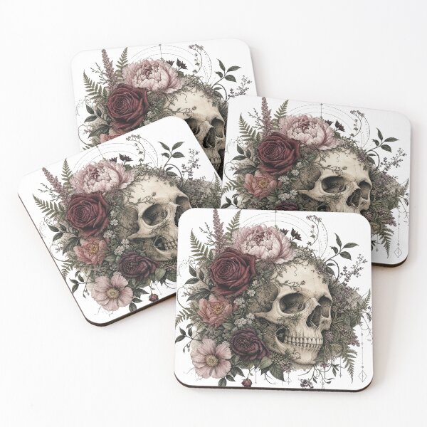 Item preview, Botanical Skull | Gothic Floral Skull Tattoo Style Graphic T-Shirt designed and sold by rushaib.