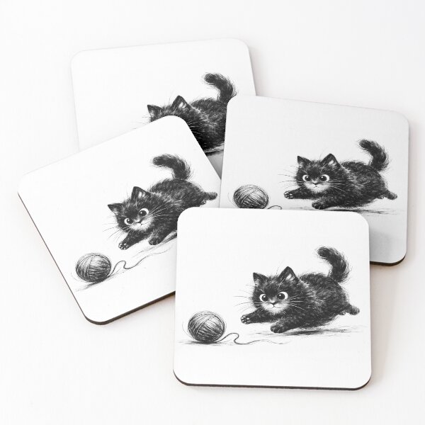 Item preview, Playful Kitten Chasing Yarn designed and sold by cuprum.