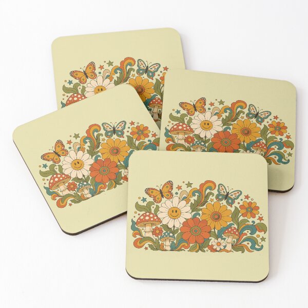 Item preview, Retro 70s Boho Hippie Groovy Floral Mushroom & Butterfly Art designed and sold by Far Out Goods.