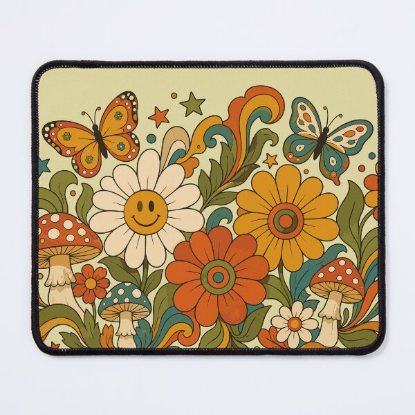 Item preview, Retro 70s Boho Hippie Groovy Floral Mushroom & Butterfly Art designed and sold by Far Out Goods.