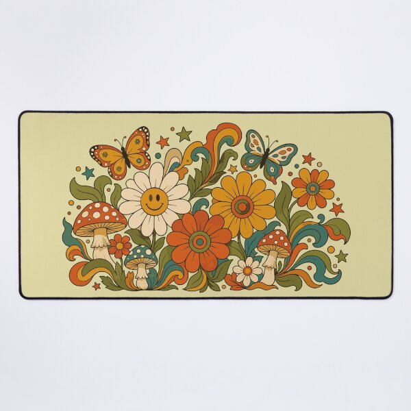 Item preview, Retro 70s Boho Hippie Groovy Floral Mushroom & Butterfly Art designed and sold by Far Out Goods.