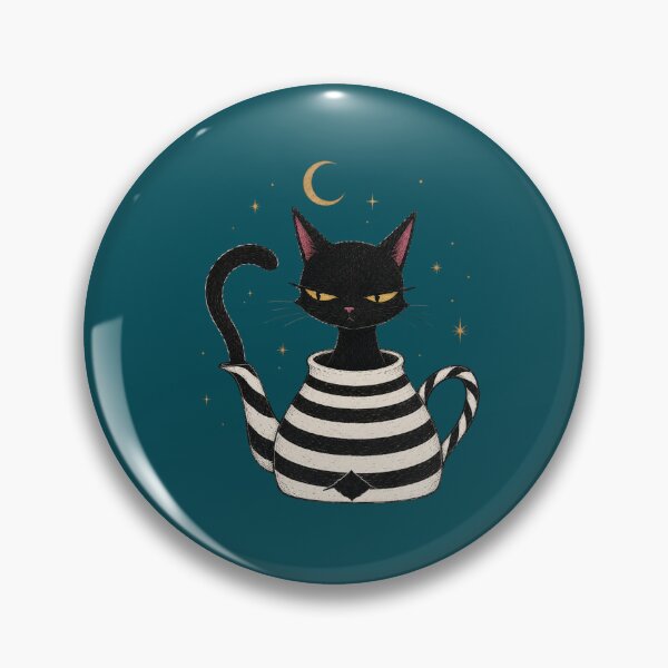 Item preview, Black Cat in a Teacup Witchy Halloween Art cool sticker designed and sold by Mvicen.